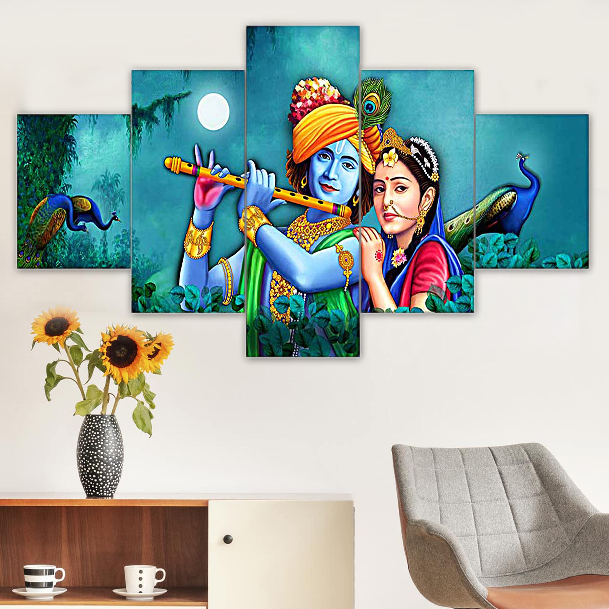 Radha vallabh Set of Five Framed Painting - ShreejaKriti